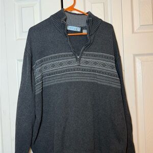 Oscar‎ de la Renta Half-Zip Men's Sweater XXL Gry/white
